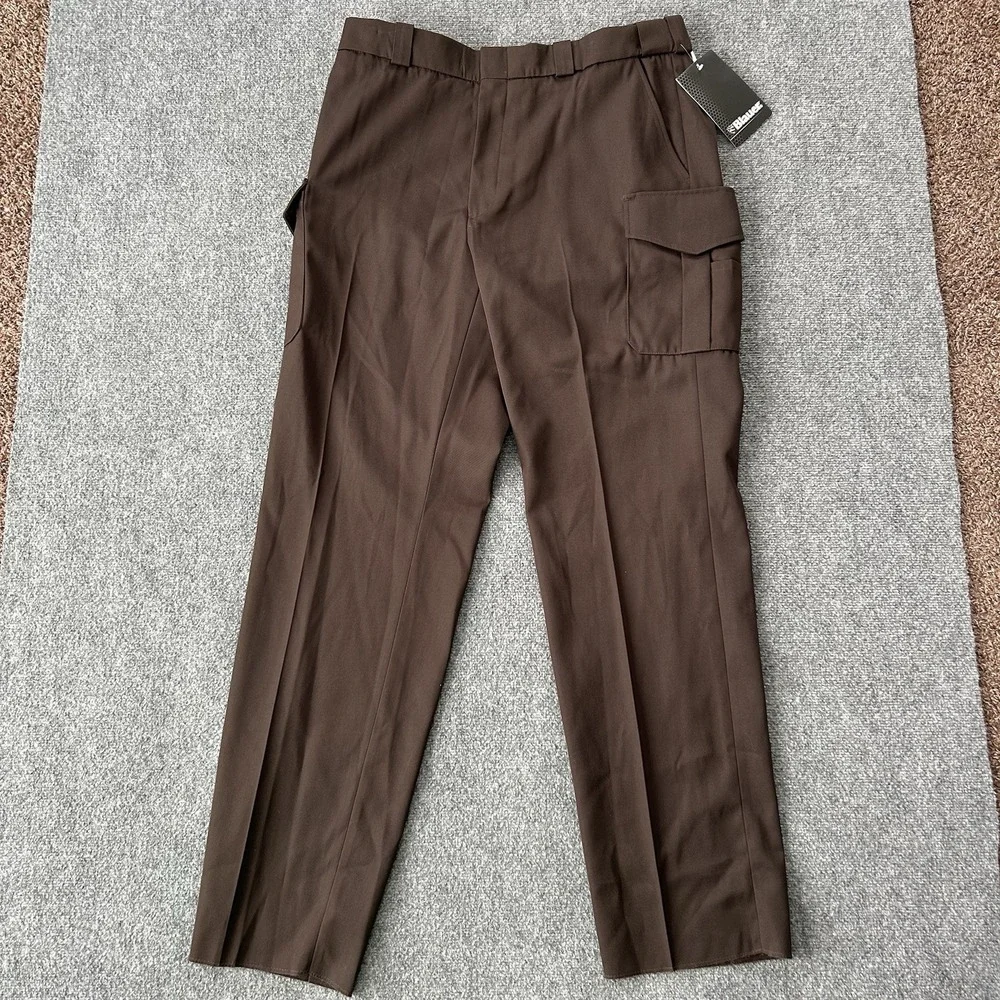 Blauer Pants Men 38 Chocolate Brown Side Pocket Rayon Cargo Uniform Unhemmed P15
